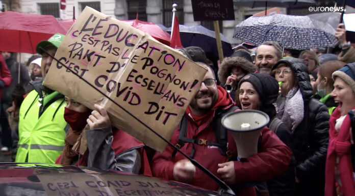Belgian teachers protest