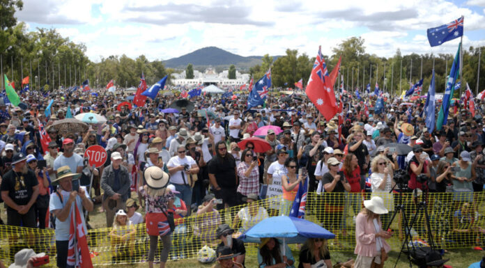 Protesters swarm Australian parliament