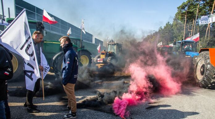 Blocking roads in Poland